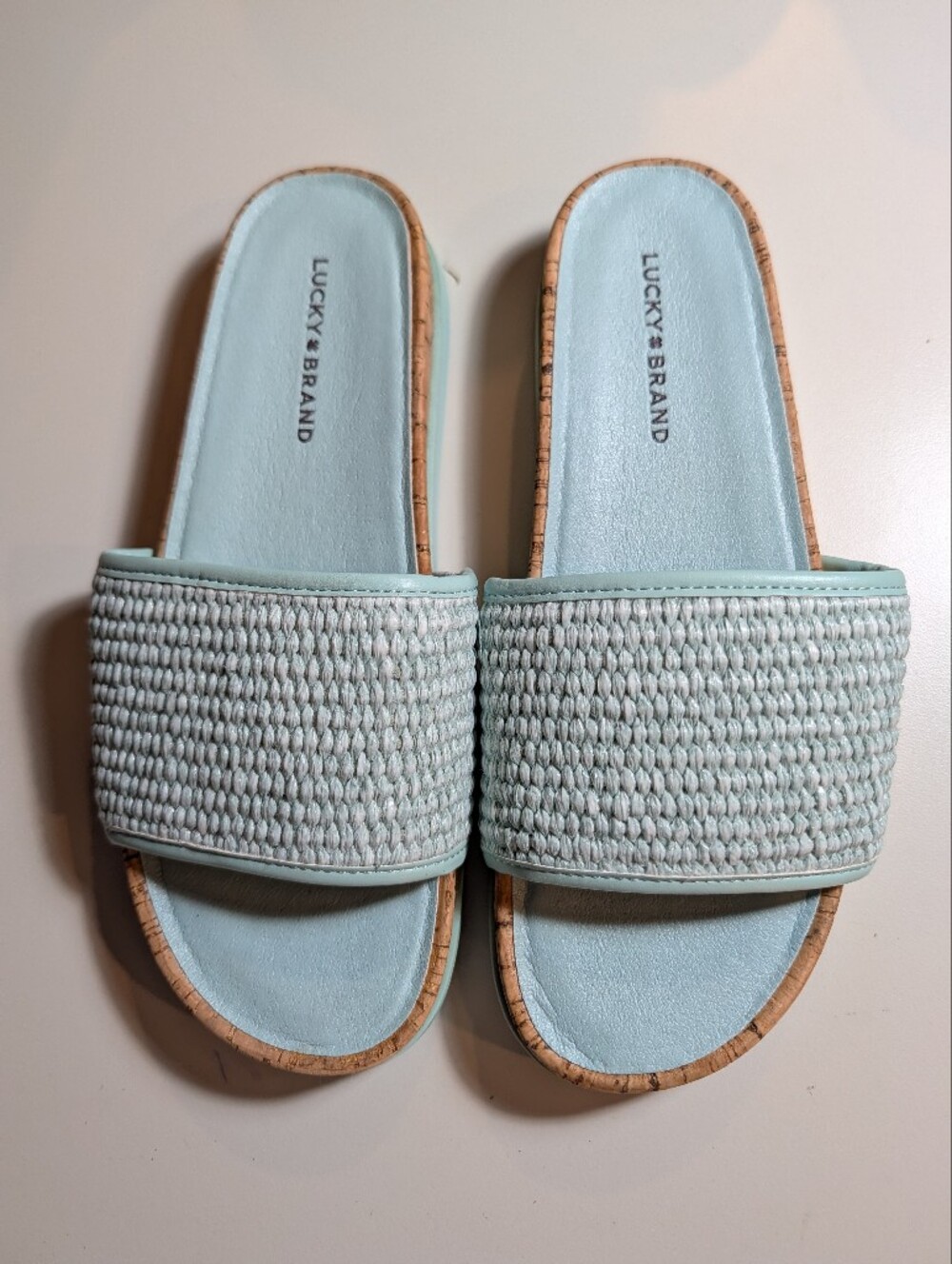 Lucky Brand Mint Woven Slide Sandals Woman's Size 6.5